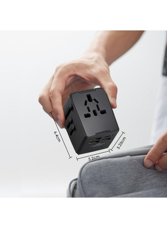 Bukela Universal Travel Adapter, International Travel Plug Adapter All in One Worldwide Wall Charger with USB-C PD Fast Charging 3A 3 USB Ports for Europe USA UK AUS（Black） - Image 3